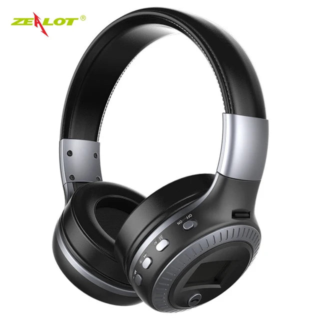 ZEALOT B19 Wireless Headphones LCD Bluetooth Headset Stereo Earphone with Microphone for Computer Phone,Support TF,Aux