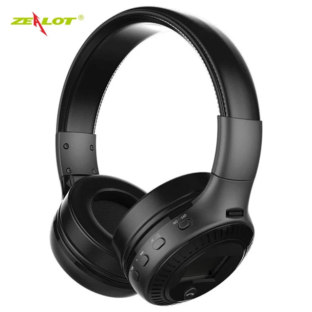 ZEALOT B19 Wireless Headphones LCD Bluetooth Headset Stereo Earphone with Microphone for Computer Phone,Support TF,Aux